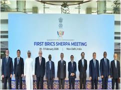 Under the leadership of India’s BRICS Sherpa Sudhakar Dalela, the first BRICS Sherpa Meeting has started in New Delhi under India’s chairmanship